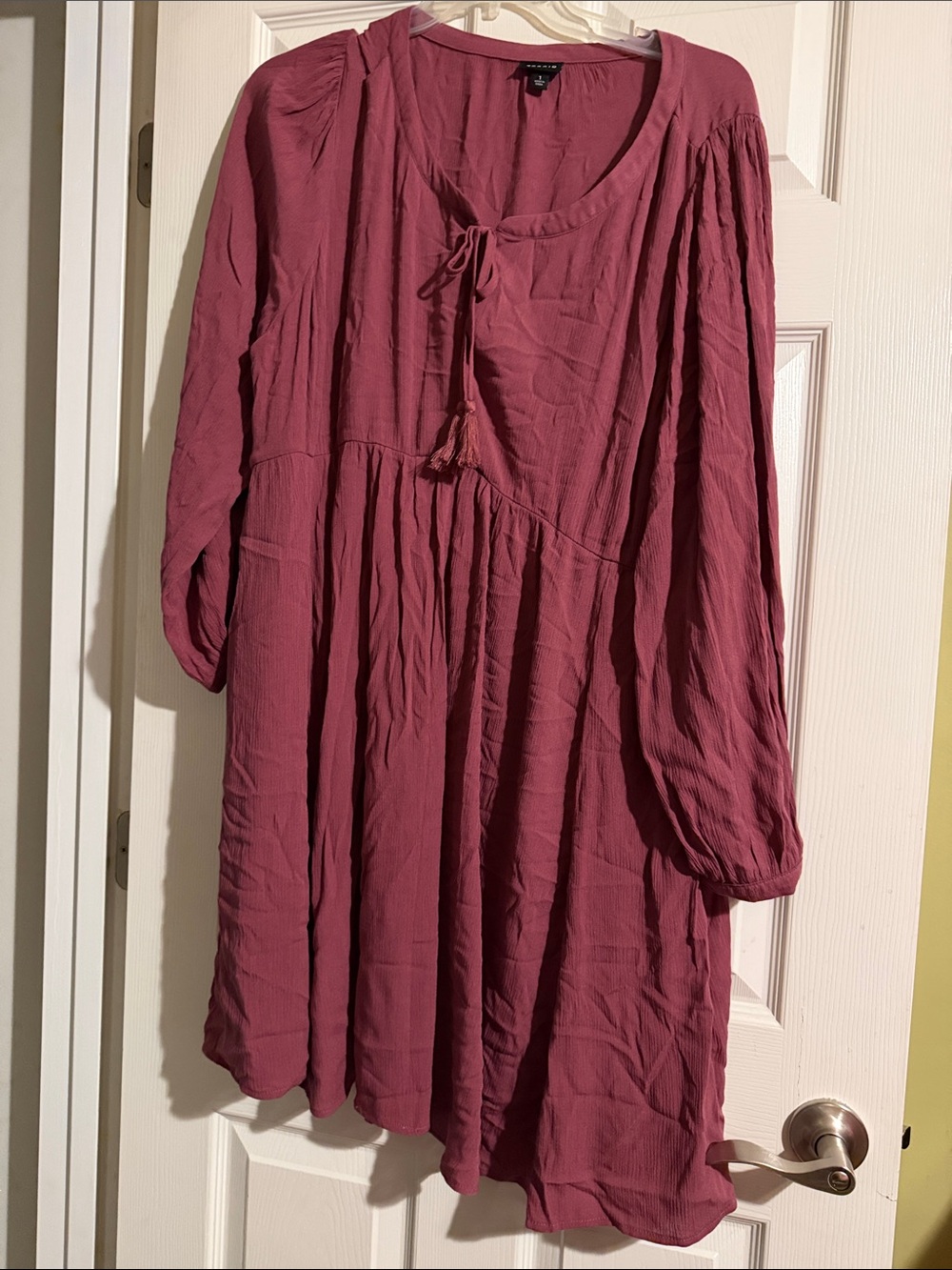 Torrid size 1 Mauve Peasant Tunic Dress with Tassel Tie
